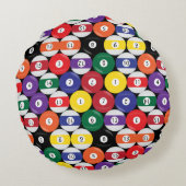 または無地のストライプBilliard Ball - 100%編集可能 ラウンドクッション (裏面)