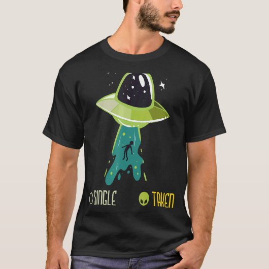 または独身の撮影されたエイリアンUfo Ufoエイリアン誘拐用Vin Tシャツ (正面)