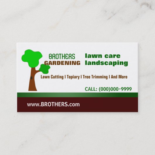 または美化するか、庭いじりをしますまたは芝生の心配または木のトリミング 名刺 (正面)
