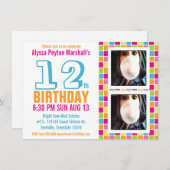 または10代のトゥイーンカラフルフォト誕生日 招待状 (正面/裏面)