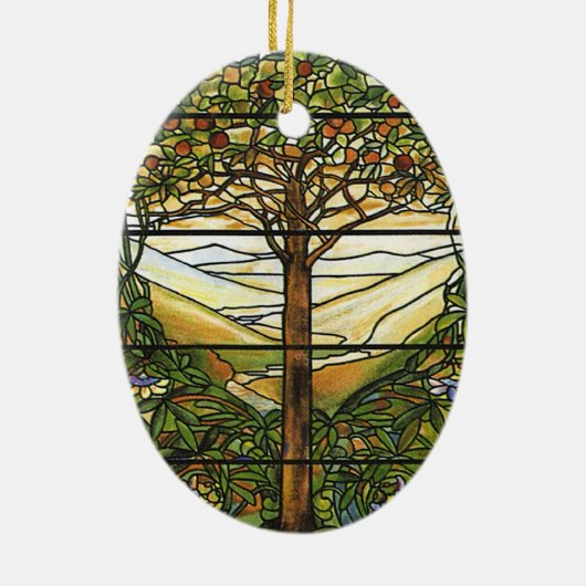 またはTiffanyのステンドグラス窓生命の樹 セラミックオーナメント (裏面)
