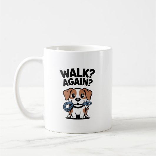 また歩く？-おもしろい犬の親マグカップ コーヒーマグカップ (左)