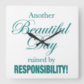 また美しい一日が台無しになった! スクエア壁時計 (正面)