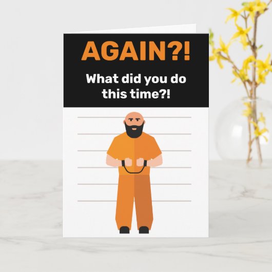 また逮捕?刑務所収容所内の恋しく思あいさつカード カード (黄色い花)