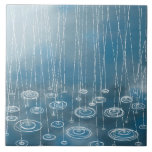 また雨の絵画日 タイル<br><div class="desc">青絵画い背景に雨や水たまりの音が飛び散る典型的なイギリスの夏の日。</div>