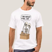また頭を失くした: 笑える忘れっぽいスケルトン Tシャツ (正面)