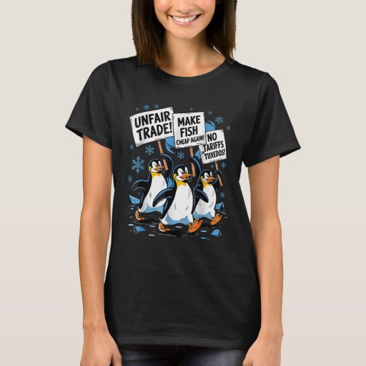 また魚を安くするペンギンおもしろいに抵抗する Tシャツ (正面)