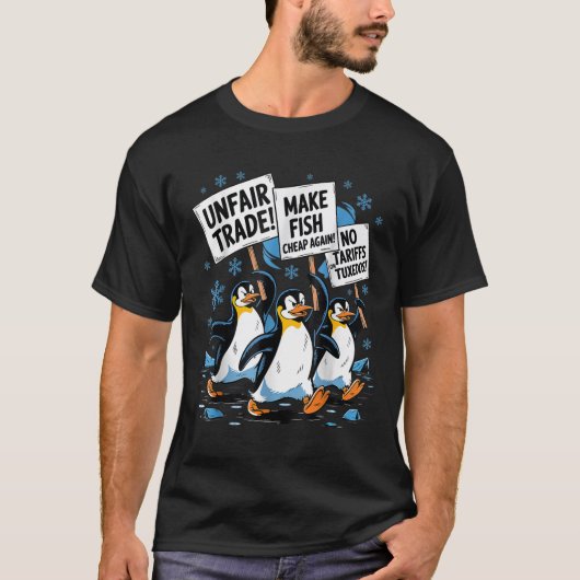 また魚を安くするペンギンおもしろいに抵抗する Tシャツ (正面)