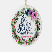まだあり、ピンクの花の聖書の詩を知って下さい セラミックオーナメント (右)