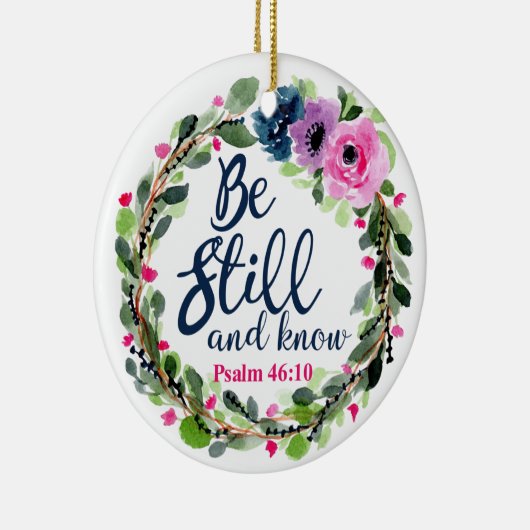 まだあり、ピンクの花の聖書の詩を知って下さい セラミックオーナメント (右)