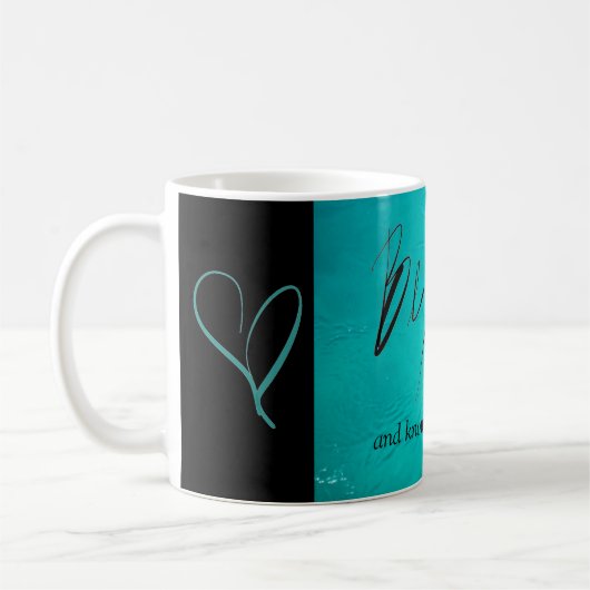 まだあり、私が神のティール(緑がかった色)のマグであることを知って下さい コーヒーマグカップ (左)