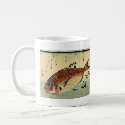 まだい又は赤タイ – 広重の魚日本のプリント コーヒーマグカップ (左)