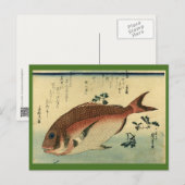 まだい又は赤タイ – 広重の魚日本のプリント ポストカード (正面/裏面)