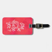 まだおもしろい可愛いピンクの手書き ラゲッジタグ (正面横)