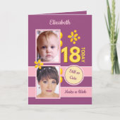 まだかわいい写真パープル18誕生日 カード (正面)
