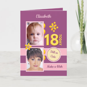 まだかわいい写真パープル18誕生日 カード