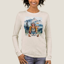 まだまだ元気！ボヘミアンなヒッピーレディが山をハイキング トライブレンドＴシャツ