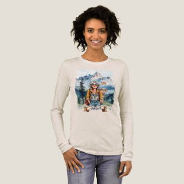 まだまだ元気!ボヘミアンなヒッピーレディが山をハイキング トライブレンドTシャツ