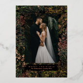 まだらな森の彩られる落ち葉の写真 箔シーズンカード (正面)