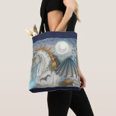 まだらにされたゴシックのユニコーン、ハロウィンの馬のトートバック トートバッグ (クローズアップ)