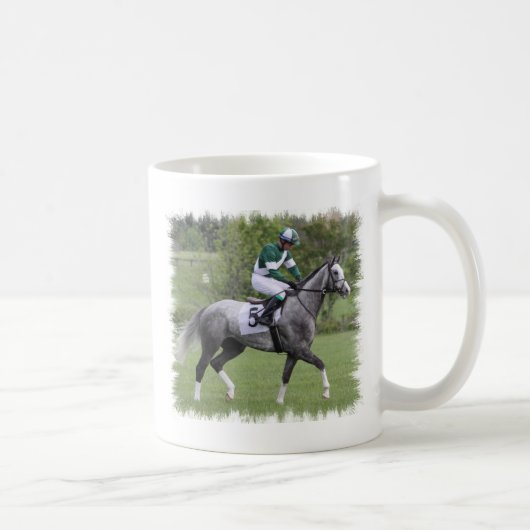 まだらにされた灰色の競走馬のコーヒー・マグ コーヒーマグカップ (右)