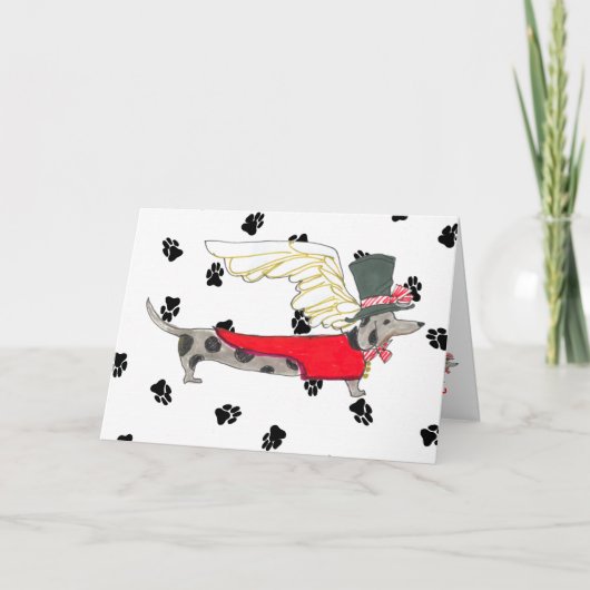 まだらにして下さいダックスフント"骨Mot "を カード (正面)