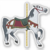 まだらの灰色のメリーゴーラウンドの馬 シール (正面)