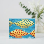 まだらの魚2匹の絵画 ポストカード (スタンド正面)