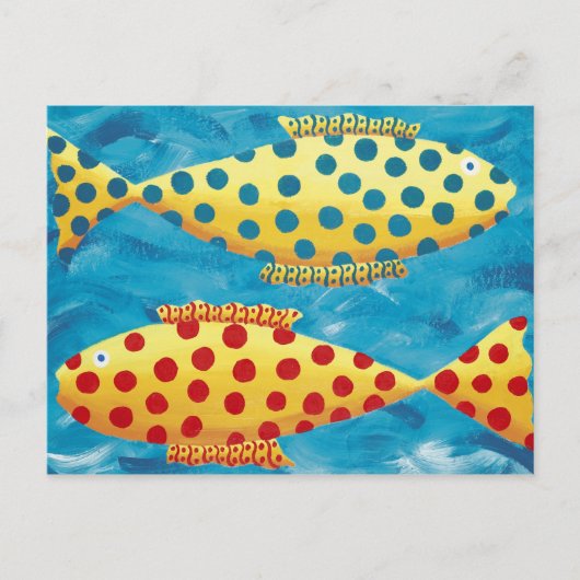 まだらの魚2匹の絵画 ポストカード (正面)