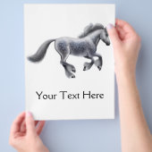 まだらグレーのドラフト馬のフライヤー チラシ (手)
