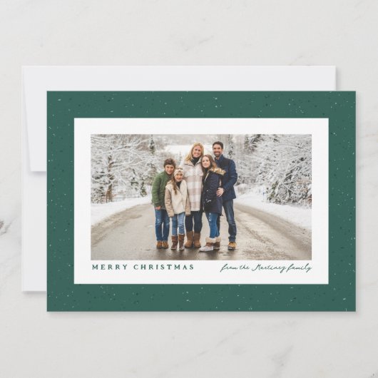 まだらフレーム緑のアウトドアのクリスマスの写真 シーズンカード (正面)