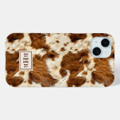 まだら模様のブラウンカウハイドモノグラムム Case-Mate iPhoneケース (裏面 (横))