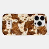 まだら模様のブラウンカウハイドモノグラム Case-Mate iPhoneケース (裏面 (横))