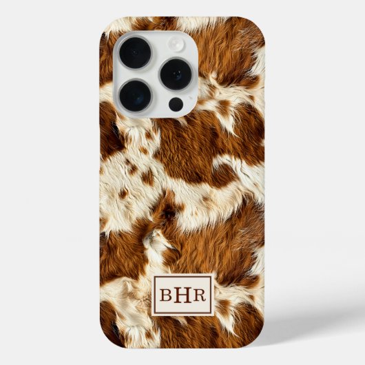 まだら模様のブラウンカウハイドモノグラム Case-Mate iPhoneケース (裏面)