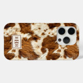 まだら模様のブラウンカウハイドモノグラム Case-Mate iPhoneケース (裏面 (横))