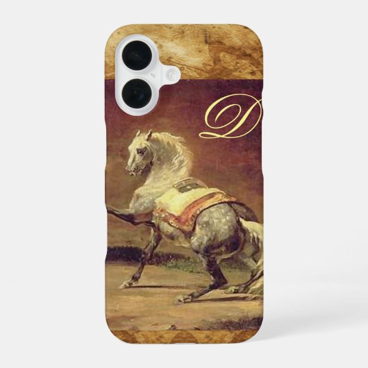 まだら灰色の馬のモノグラム iPhone 16ケース (裏面)