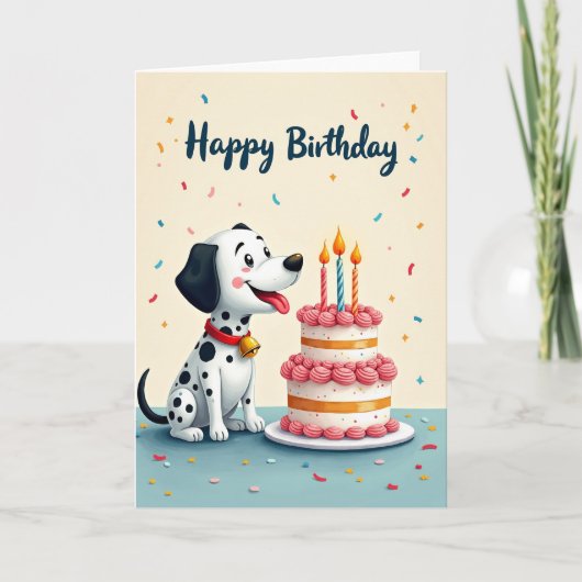 まだら犬の誕生日カード カード (正面)