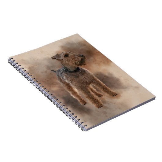 まだら茶色の背景のウェールズのテリア ノートブック (右側)