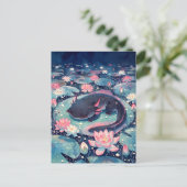まだら藍の幻想的なウーパールーパーの池 ポストカード (スタンド正面)