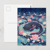 まだら藍の幻想的なウーパールーパーの池 ポストカード (正面/裏面)