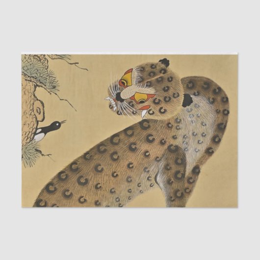 まだら虎の民画とカササギ 薄葉紙 (正面)