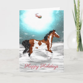 まだら馬のアラビアの馬のクリスマス シーズンカード