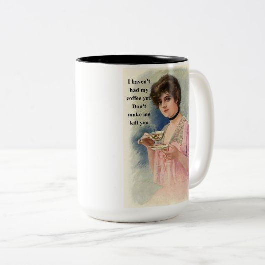 まだコーヒーを飲んでないから殺すわけにはいかない ツートーンマグカップ (正面右)