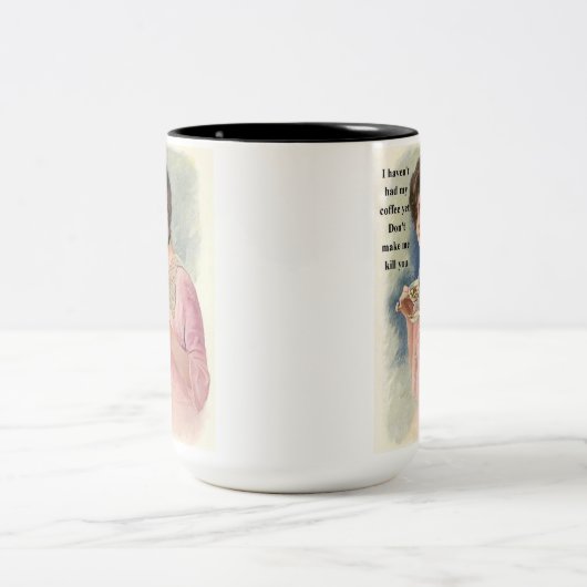まだコーヒーを飲んでないから殺すわけにはいかない ツートーンマグカップ (中央)