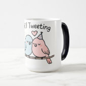 まだツイートモーフィングマグ、カップルの鳥のデザイン モーフィングマグカップ (正面右)