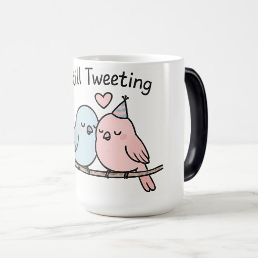 まだツイートモーフィングマグ、カップルの鳥のデザイン モーフィングマグカップ (正面右)