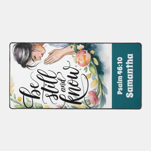 まだパーソナライズされたクリスチャンの女性を知っている デスクマット (正面)