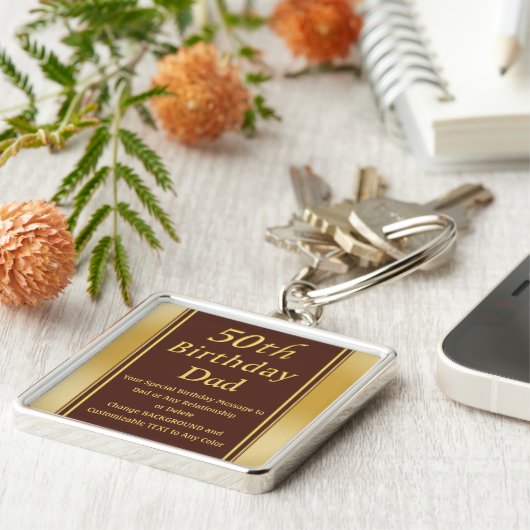 まだパーソナライズされた安価な50番目の誕生日パパのためのギフト キーホルダー (側面)