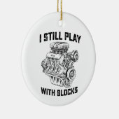 まだブロックで遊んでいます 車のメカニック セラミックオーナメント (右)