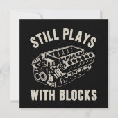 まだブロックで遊んでいる おもしろい カーメカニック レース 招待状 (正面)